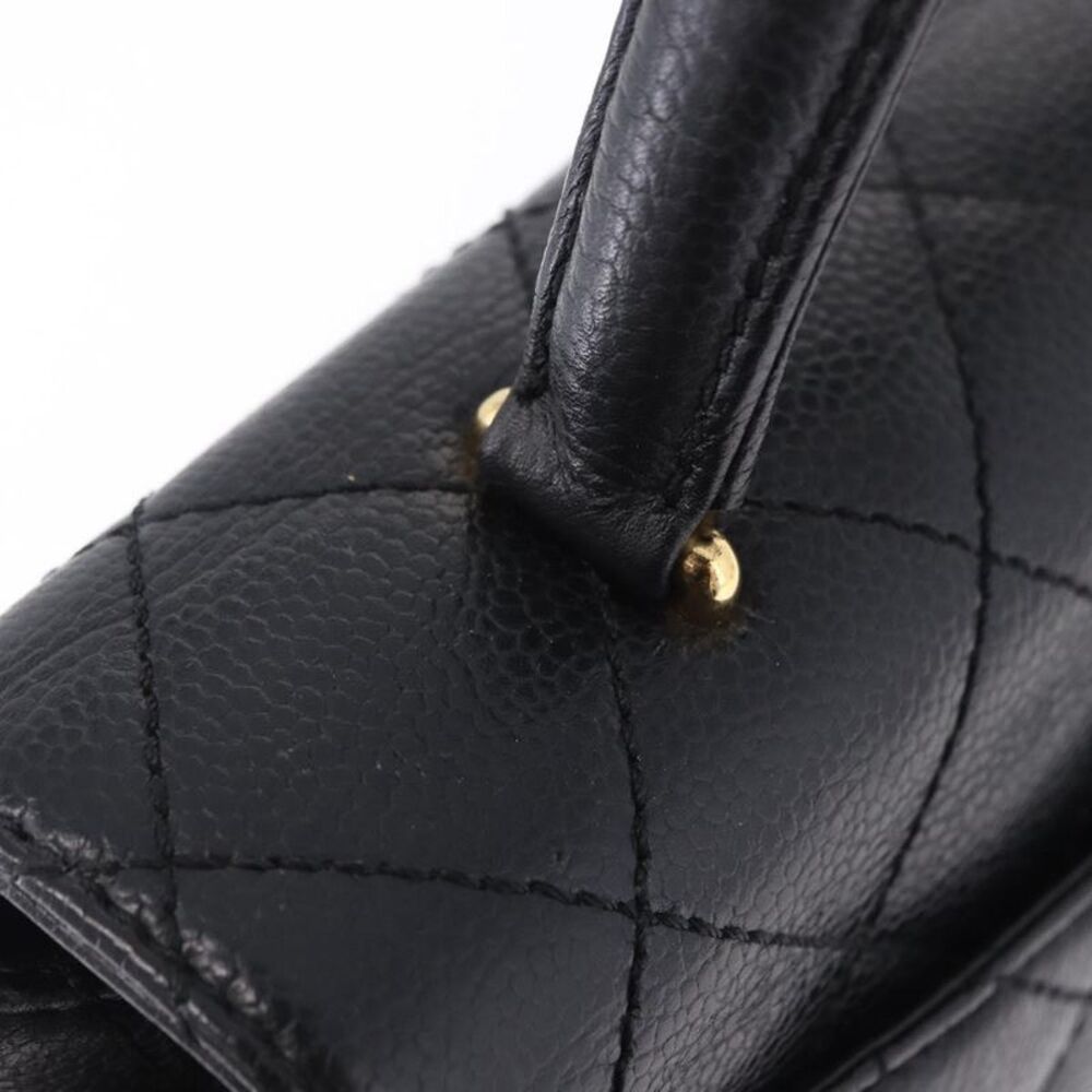 Chanel Coco Top Handle Quilted Caviar With Lizard Black Leather Handbag - Picture 16 of 16